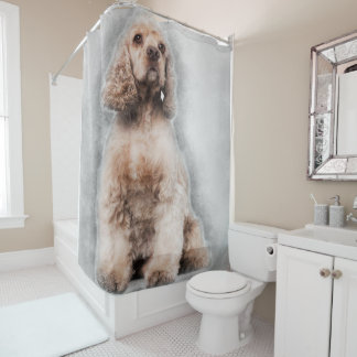 American Cocker Spaniel Painting Pencil Shower Curtain
