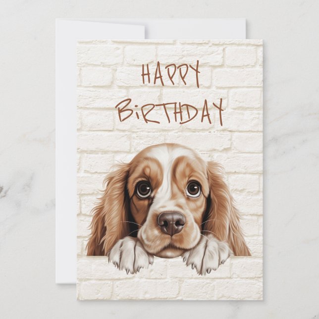 American Cocker Spaniel Peeking Holiday Card (Front)