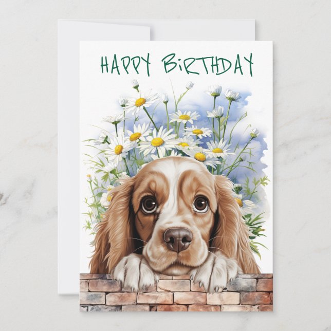 American Cocker Spaniel Peeking Holiday Card (Front)