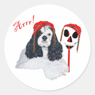 American Cocker Spaniel Pirate Classic Round Sticker