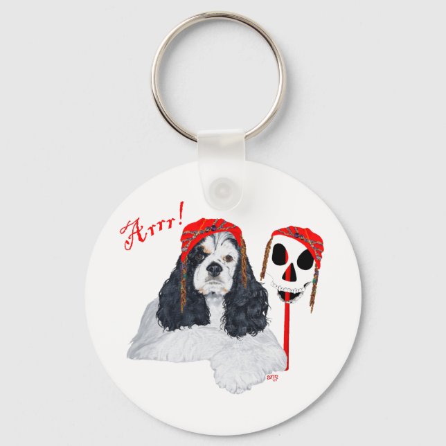 American Cocker Spaniel Pirate Key Ring (Front)