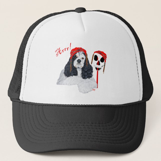 American Cocker Spaniel Pirate Trucker Hat (Front)