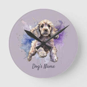 American Cocker Spaniel puppy Round Clock