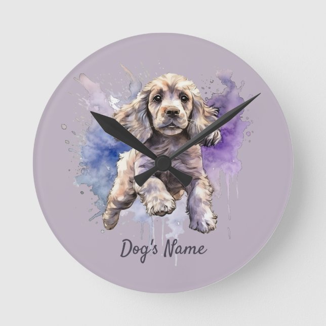 American Cocker Spaniel puppy Round Clock (Front)