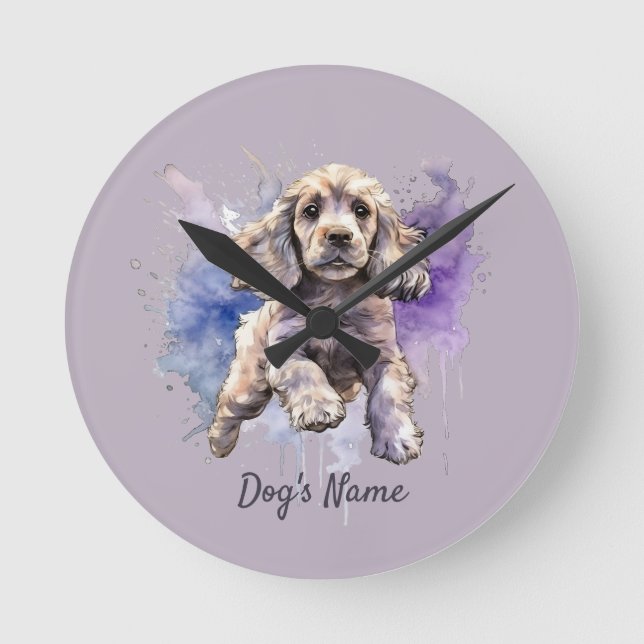 American Cocker Spaniel puppy Round Clock (Front)