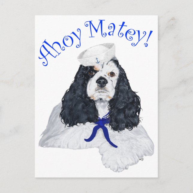 American Cocker Spaniel Sailor Postcard (Front)