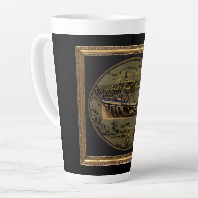 American Colonial Schooner Sir Edward Hawke Latte Mug (Left Angle)