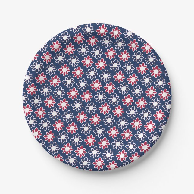 American coloured flowers paper plate (Front)