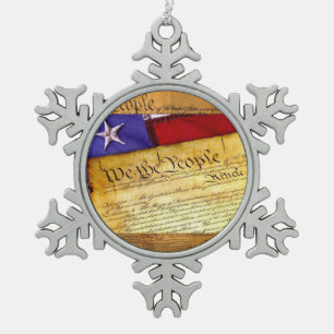 American Constitution We The People Snowflake Pewter Christmas Ornament