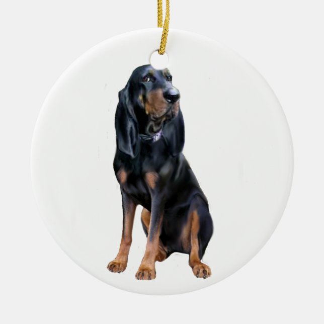 American Coon Hound - Black and Tan Ceramic Tree Decoration (Front)