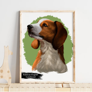 American Coonhound Portrait   Pet Portrait Print