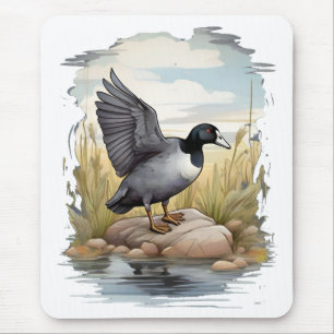 American coot in wetlands mouse pad