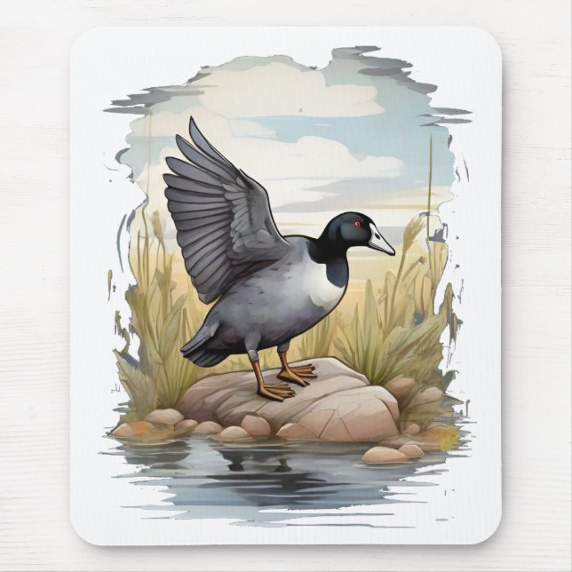 American coot in wetlands mouse pad (Front)