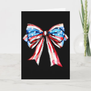 American Coquette Bow Patriotic Usa Flag Happy 4th Card