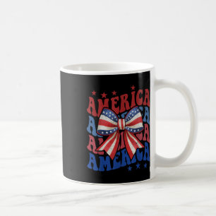 American Coquette Bow Patriotic Usa Flag Happy 4th Coffee Mug