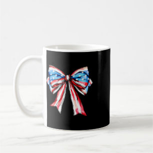 American Coquette Bow Patriotic Usa Flag Happy 4th Coffee Mug