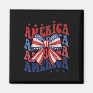 American Coquette Bow Patriotic Usa Flag Happy 4th Magnet