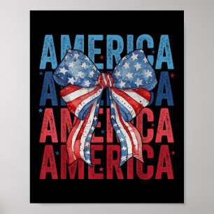 American Coquette Bow Patriotic Usa Flag Happy 4th Poster