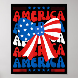 American Coquette Bow Patriotic USA Flag Happy 4th Poster