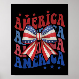 American Coquette Bow Patriotic Usa Flag Happy 4th Poster