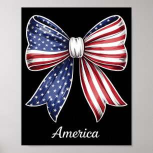 American Coquette Bow USA Flag Patriotic 4th of Poster