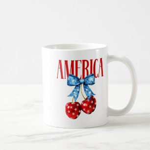 American Coquette Cherry Bow Patriotic Usa Flag 4t Coffee Mug