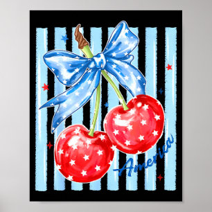 American coquette cherry bow patriotic usa flag poster