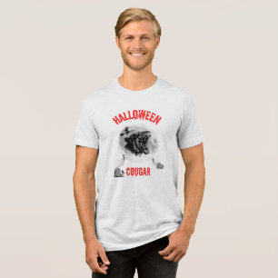 american cougar on halloween night with crows Tri-Blend shirt