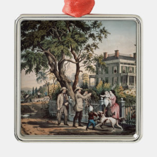 American Country Life - October Afternoon, 1855 Metal Ornament
