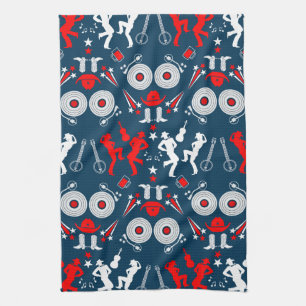 American Country Music Line Dancing Tea Towel
