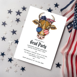 American Cow Graduation Photo Invitation