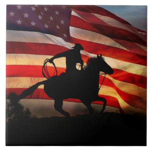 American Cowboy Country Western Horse Ceramic Tile