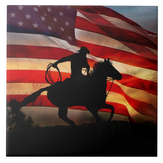American Cowboy Country Western Horse Ceramic Tile (Front)