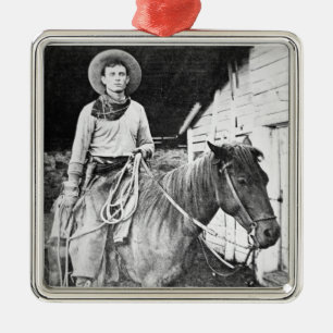 American cowboy in Kansas, c.1880 (b/w photo) Metal Ornament