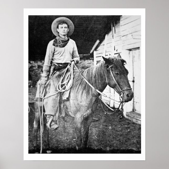 American cowboy in Kansas, c.1880 (b/w photo) Poster (Front)