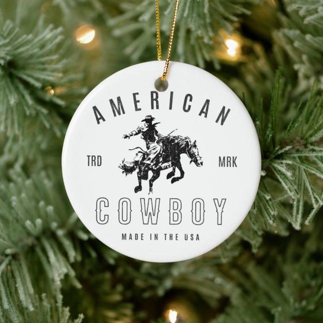 American Cowboy - Made in the USA Ceramic Ornament (Tree)
