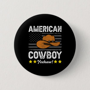 American Cowboy Rodeo American Flag Vintage Cowboy 6 Cm Round Badge