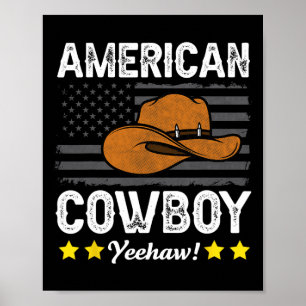 American Cowboy Rodeo American Flag Vintage Cowboy Poster