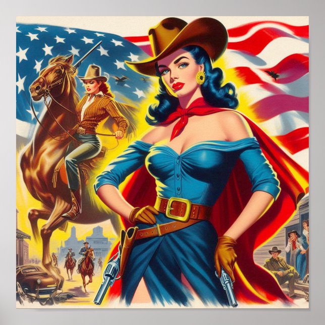 American Cowgirl Pin-up Poster (Front)