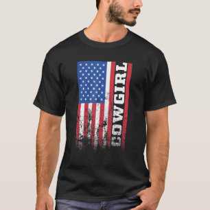 American Cowgirl Us Flag Vertical T-Shirt