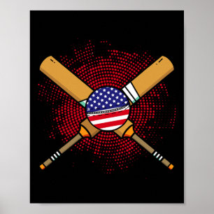 American Cricket Racket And Ll Flag Of Usa Poster