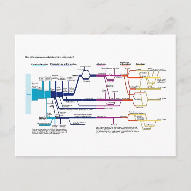 American Criminal Justice System Process Flowchart Postcard (Front)