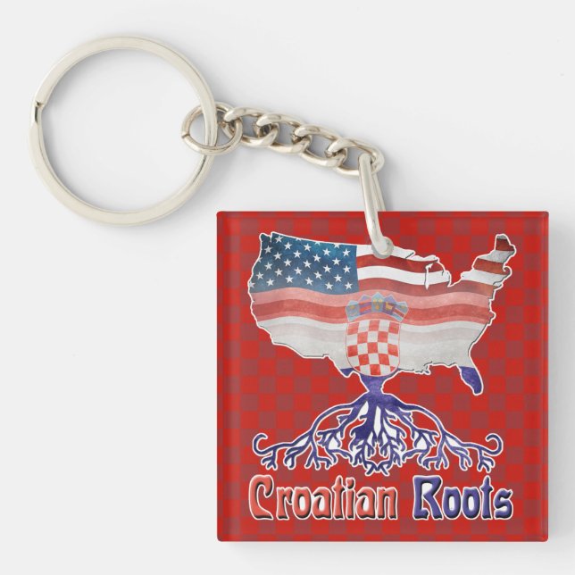 American Croatian Roots Keyring (Front)