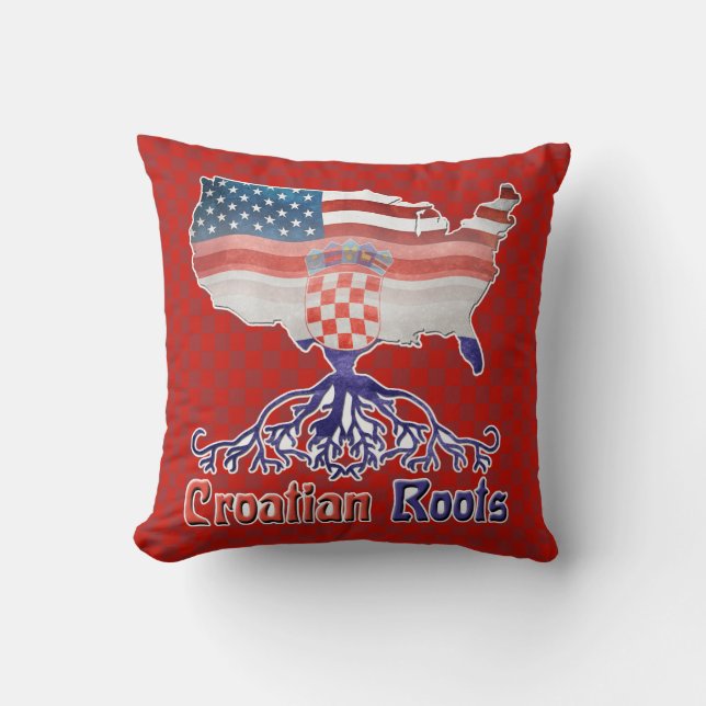 American Croatian Roots Pillow (Front)