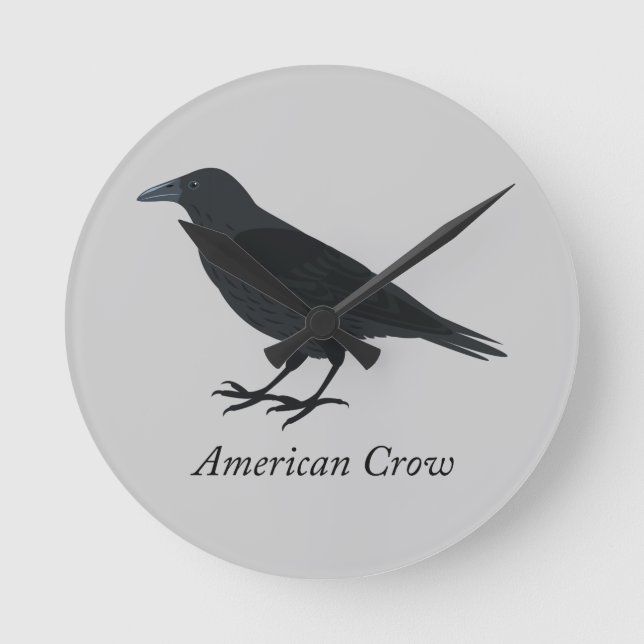 American Crow Round Clock (Front)