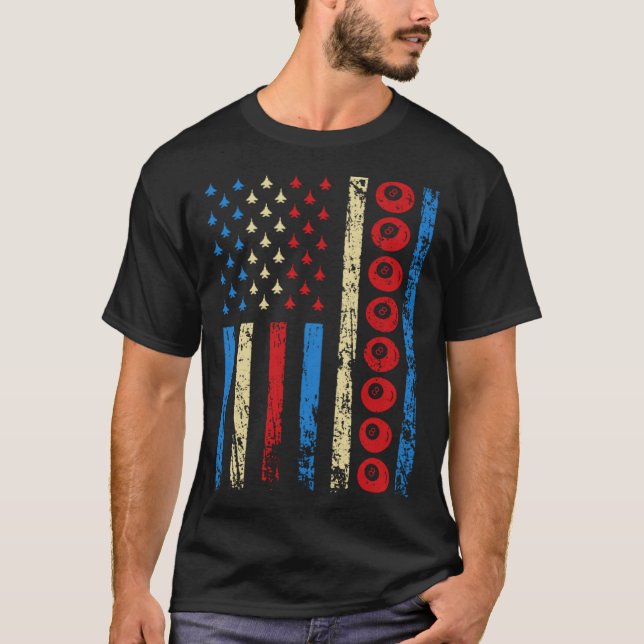 American Cue Sports Flag 4th Of July Billiards Ath T-Shirt (Front)