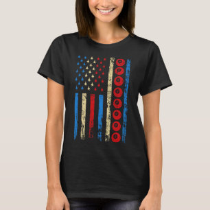 American Cue Sports Flag Athletic Billiards 4th Of T-Shirt