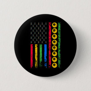 American Cue Sports Flag Autism Awareness Month Bi 6 Cm Round Badge