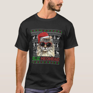 American Curl Cat Feliz Meowidad Funny Christmas T-Shirt