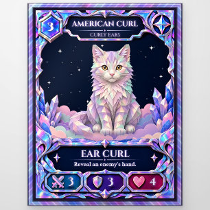 American Curl Cat, Rainbow Foil Art Postcard